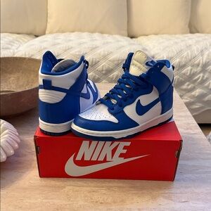 Nike Royal Blue and White High-Tops Dunk - kids size 5 // women’s 6.5